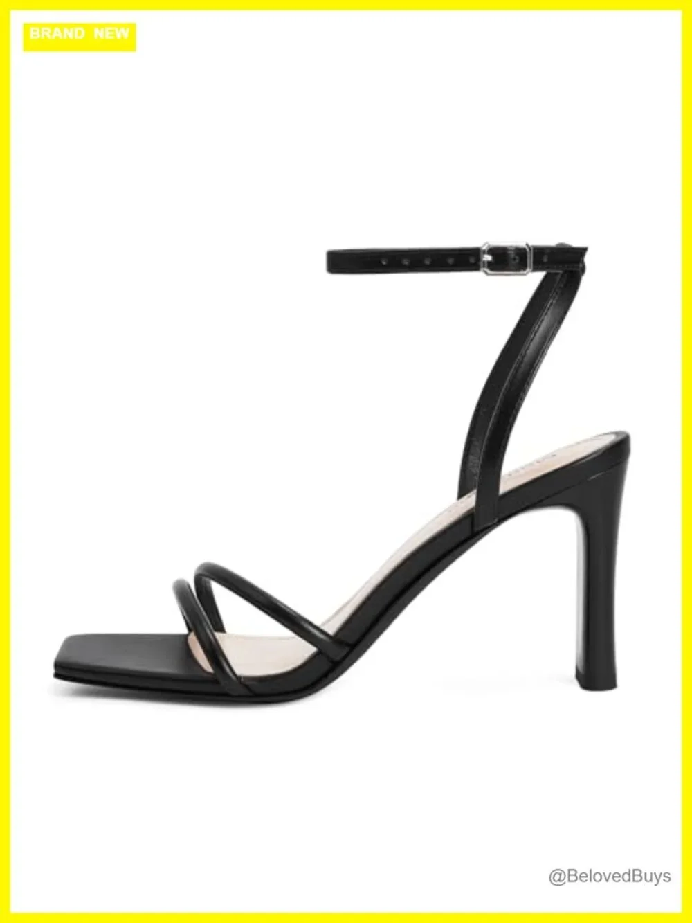 Women's Strappy Square Toe High Heel Sandals Ankle Strap Chunky Heels